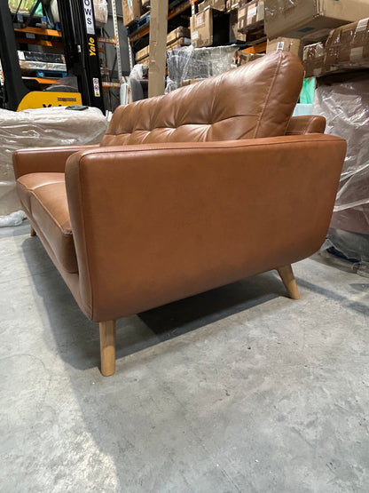John Lewis Barbican Large 3 Seater Leather Sofa, Light Leg, Premium Caramel