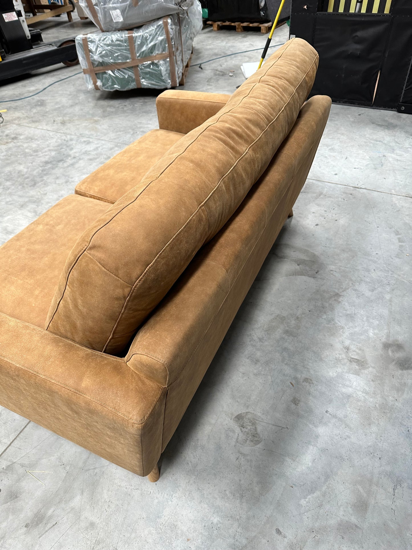 John Lewis Barbican Medium 2 Seater Leather Sofa, Light Leg, Demetra Light Tan