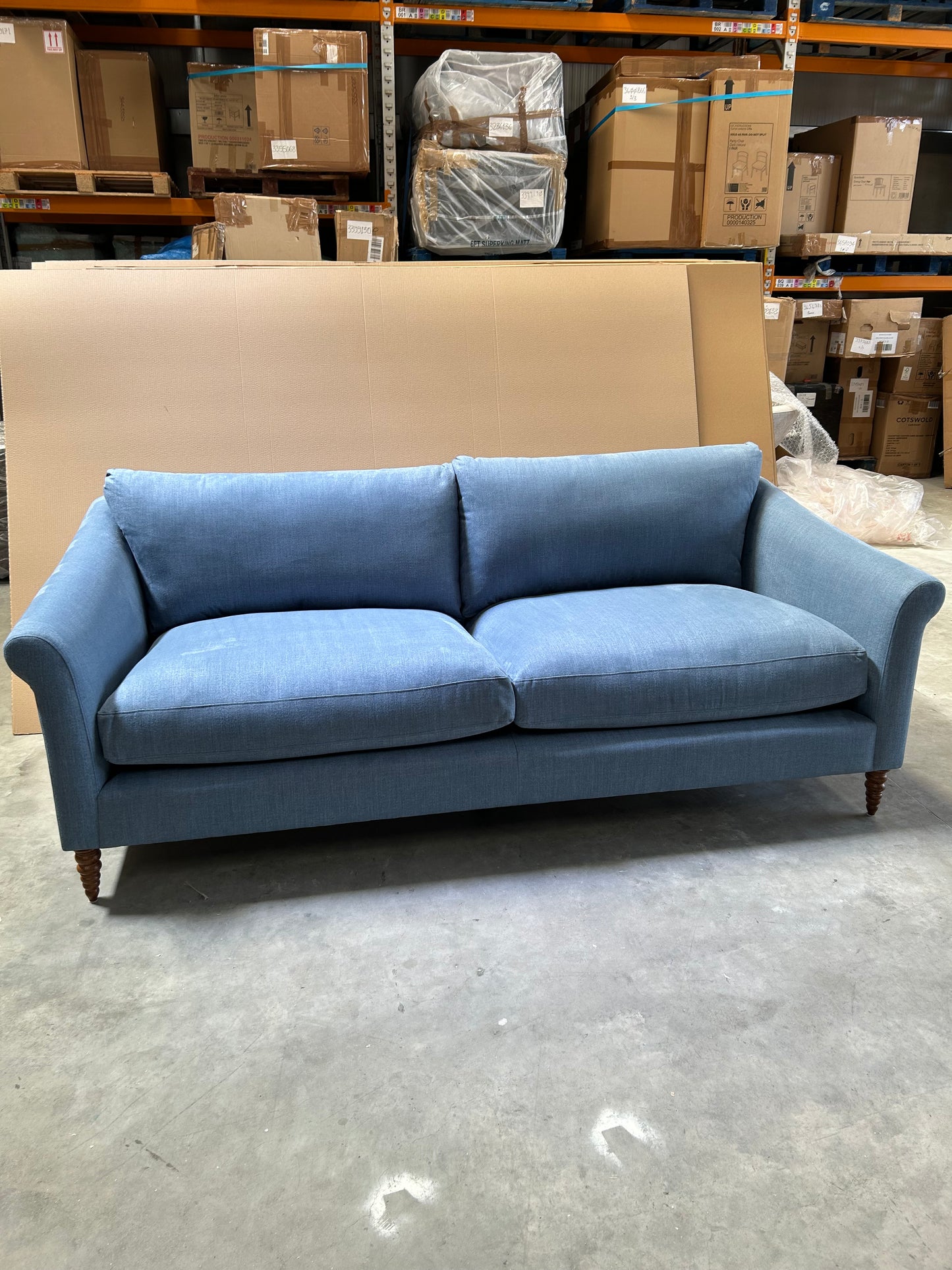 John Lewis Sloane Grand 3 Seater Sofa, Dark Leg Blue Linen