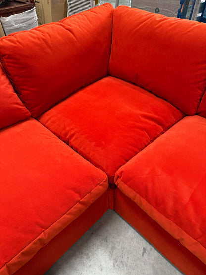 John Lewis Mellow LHF Corner Sofa  Plush Velvet Paprika Easy Clean