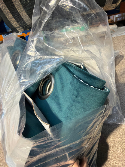 John Lewis Velvet Pair Lined Eyelet Curtains, Teal, W228 x Drop 228cm