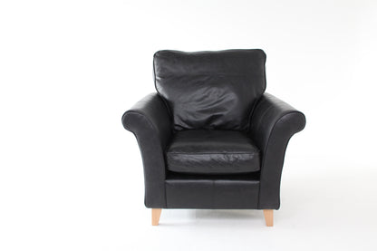 John Lewis Charlotte Leather Armchair, Dark Leg, Piccadilly Black