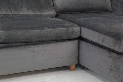 John Lewis Bailey II RHF Chaise End Sofa bed, Light Leg, Smooth Velvet Grey