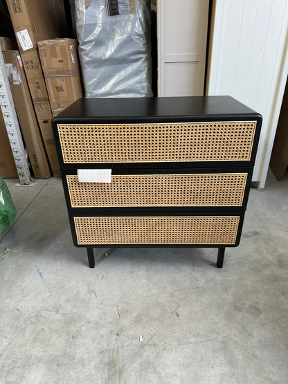 John Lewis Rattan 3 Drawer Chest, Black
