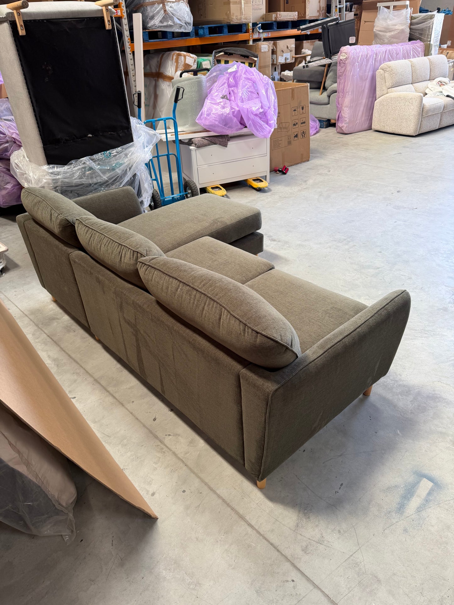 John Lewis Hamilton RHF 4 Seater Sofa, Dark Leg, Khaki Chenille