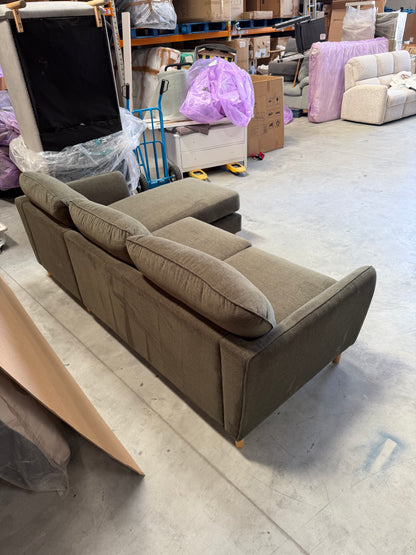 John Lewis Hamilton RHF 4 Seater Sofa, Dark Leg, Khaki Chenille