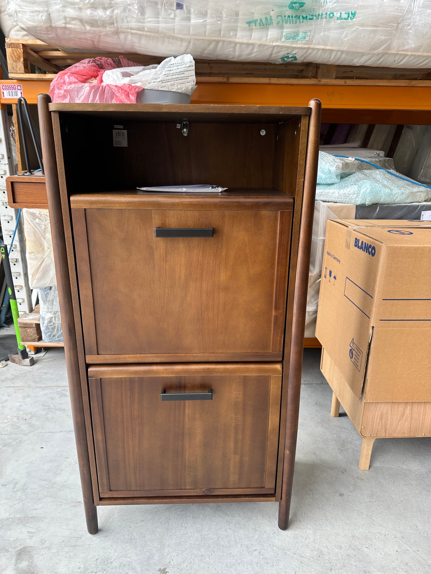 John Lewis Mid Century Shoe Cabinet, 2 Tier, Natural Honey