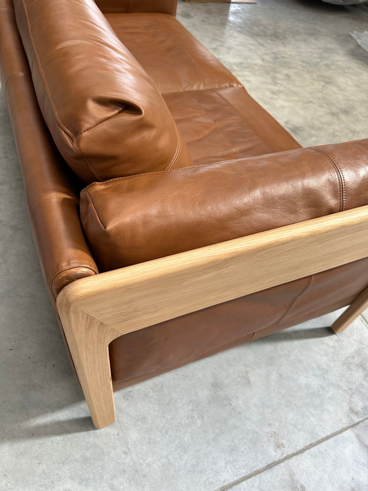 John Lewis Nest Medium 2 Seater Leather Sofa, Light Leg, Butterscotch Leather