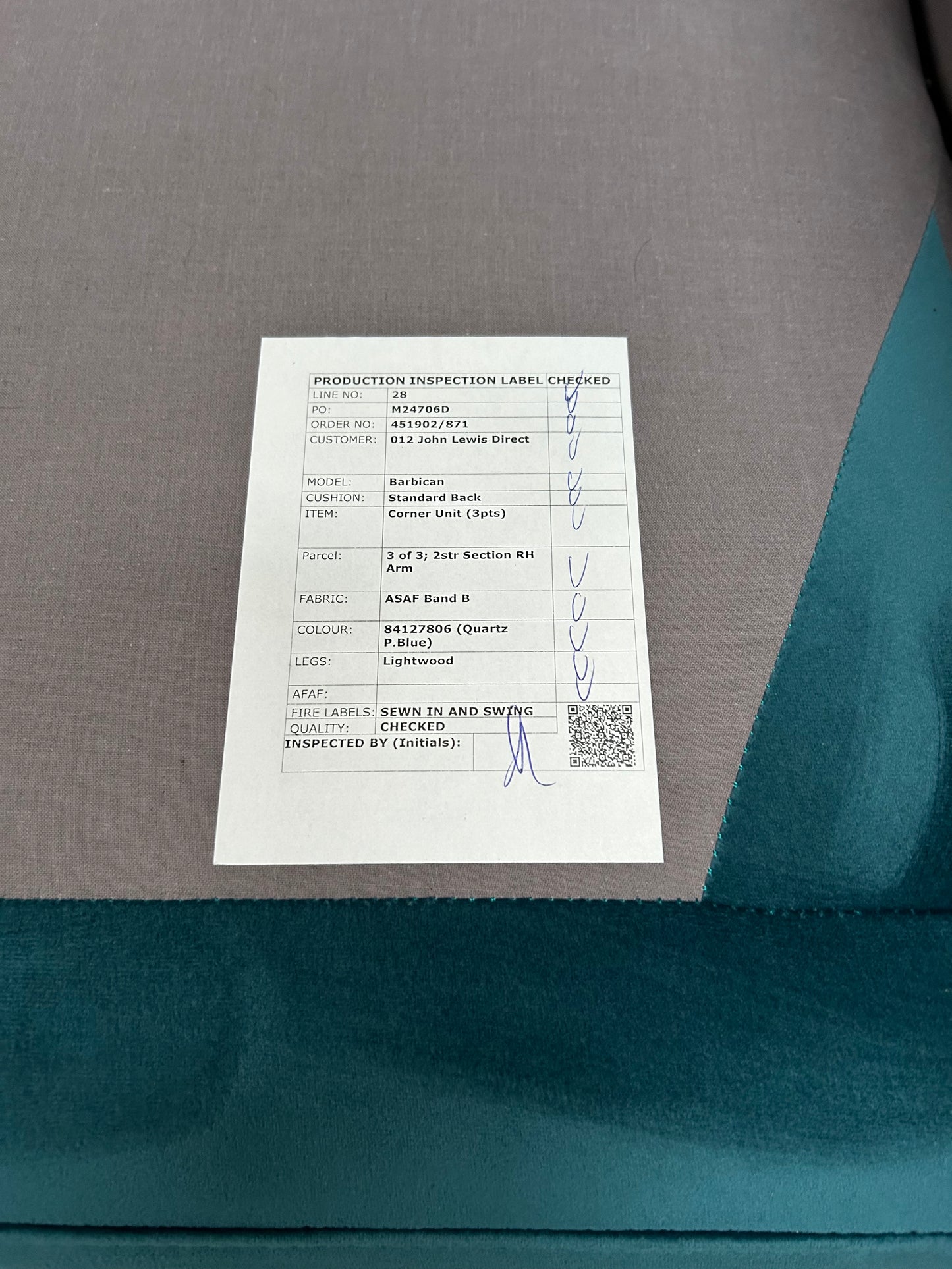 John Lewis Barbican 5+ Seater Corner Sofa Quartz Pale Blue Velvet