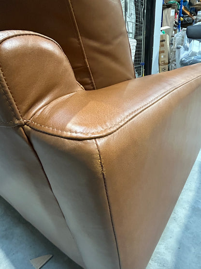 John Lewis Barbican Large 3 Seater Leather Sofa, Light Leg, Premium Caramel