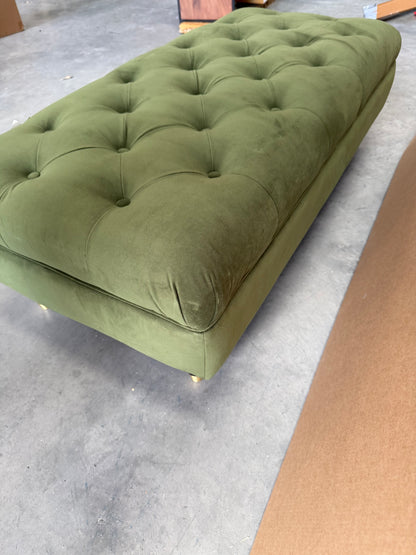 John Lewis Chester Footstool Velvet Green