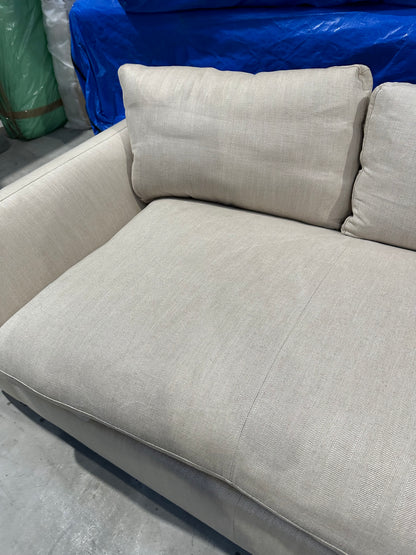 John Lewis Tortona RHF Chaise Sofa Premium Herringbone Fabric Light Legs Natural