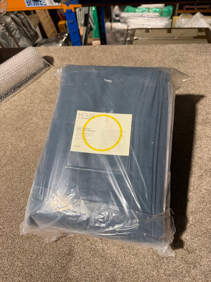 John Lewis Arlo Pair Lined Pencil Pleat Curtains, Blue, W228 x Drop 274cm
