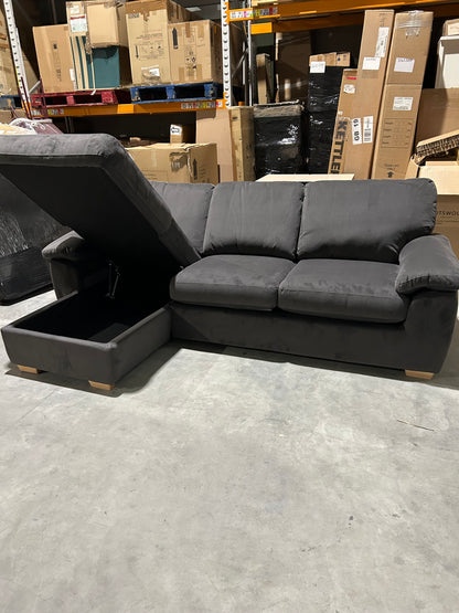 John Lewis Camden 5+ Seater LHF Storage Chaise End Sofa Bed Plush Velvet Charcoal