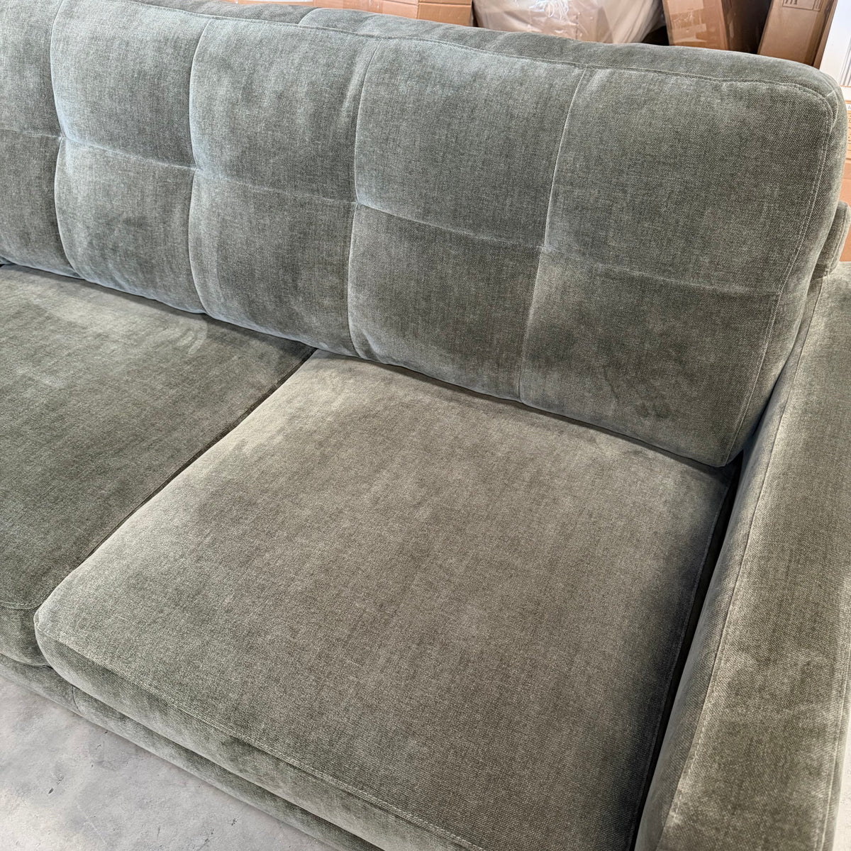 John Lewis Barbican Medium 2 Seater Sofa Plush Chenille Moss Green Easy Clean