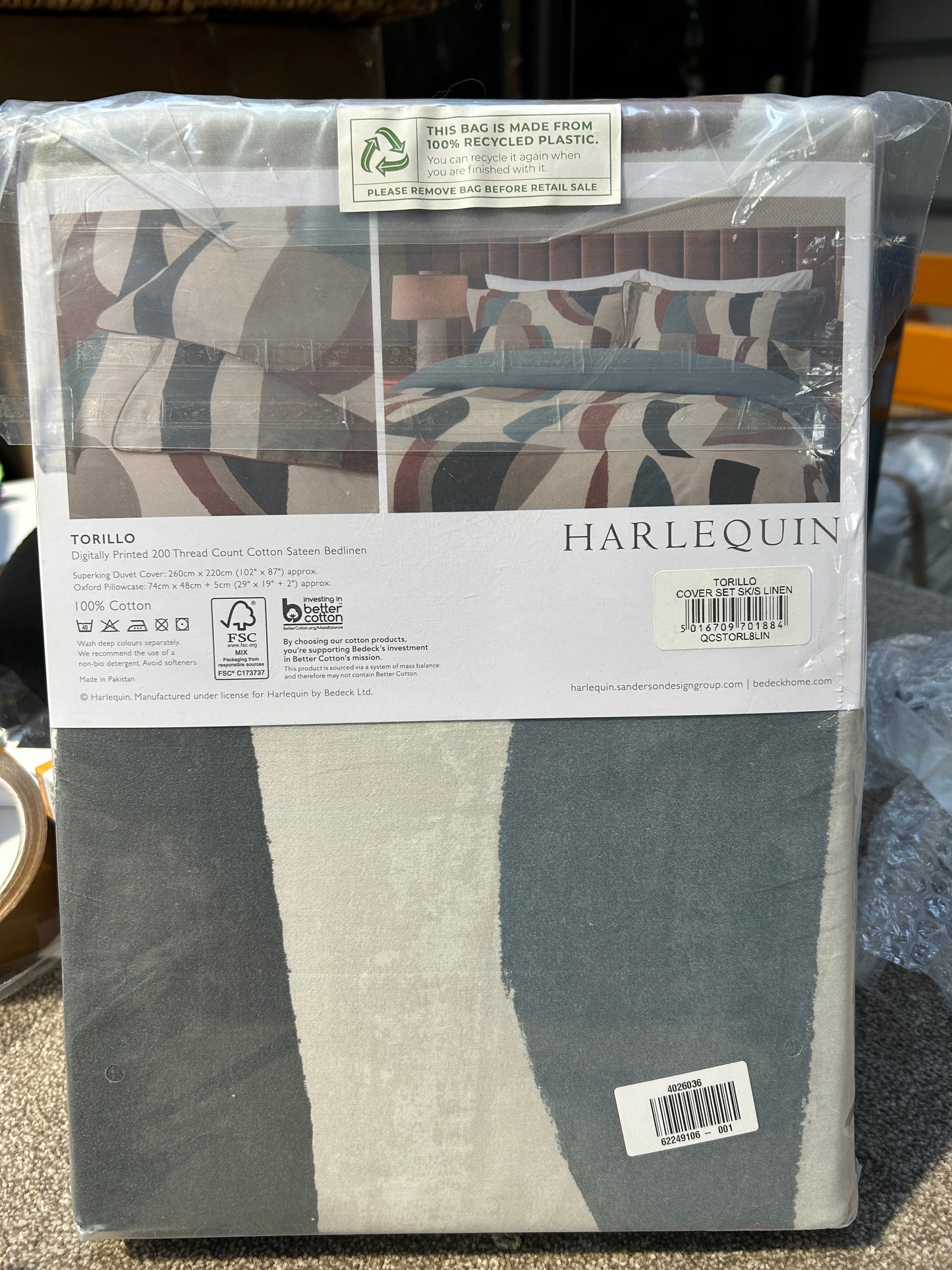 Harlequin Torillo Super King Duvet Cover, Black Earth/Cornflower/Walnut