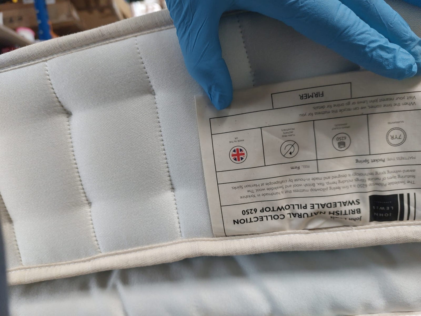 John Lewis British Natural Collection Swaledale Pillowtop 6250 Mattress, Regular Tension, Super King Size