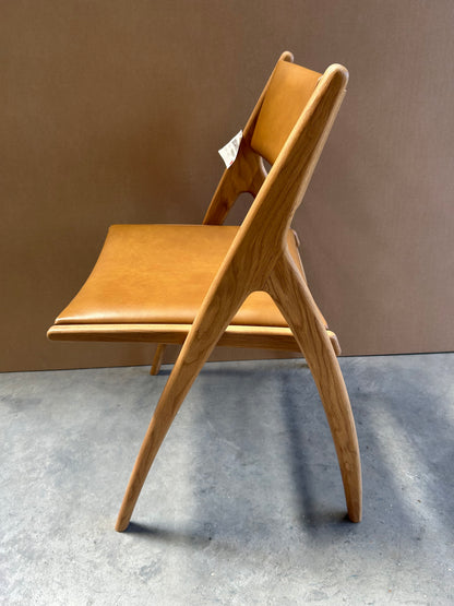John Lewis X-Ray Leather Dining Armchair, Oak/Camel