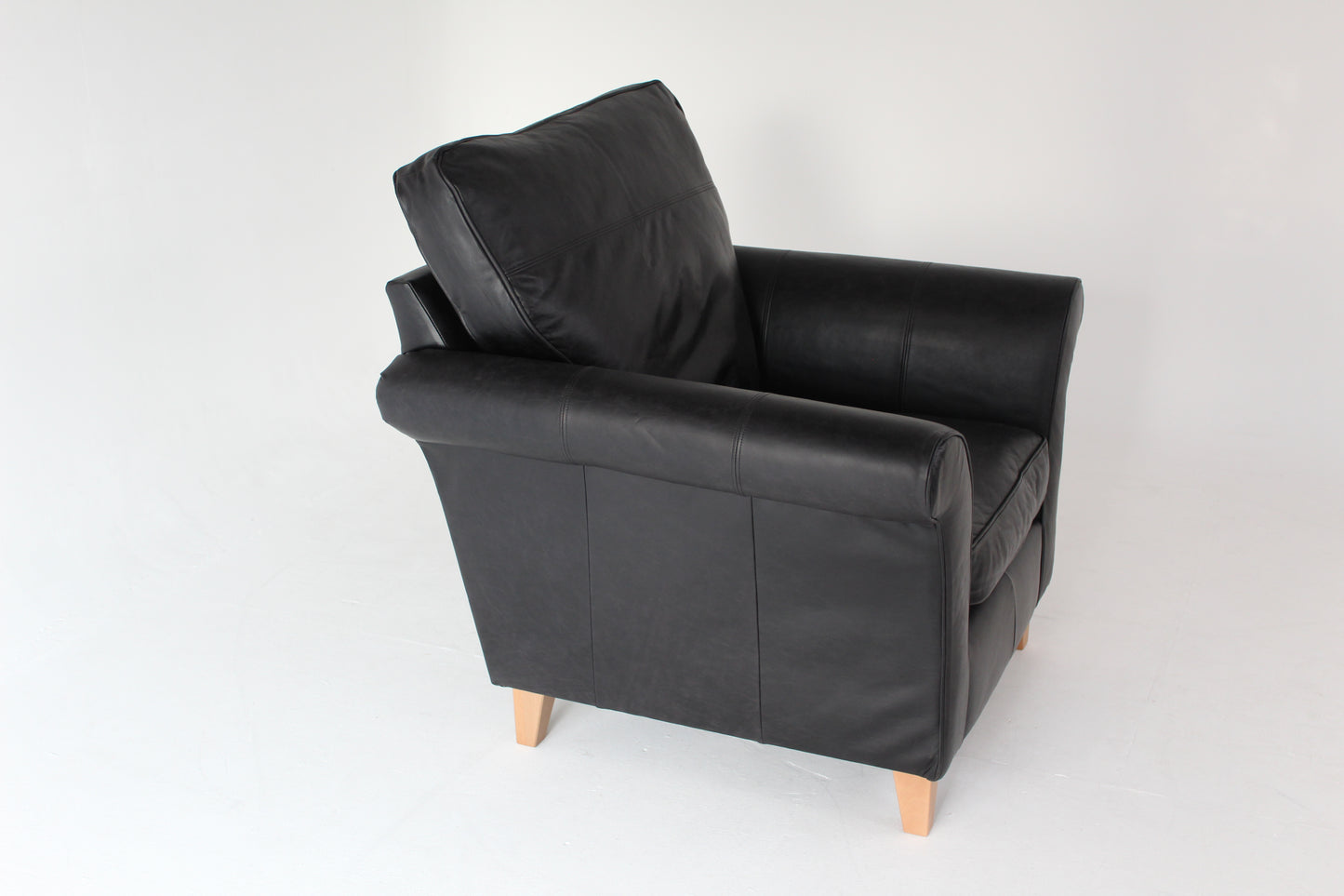 John Lewis Charlotte Leather Armchair, Dark Leg, Piccadilly Black