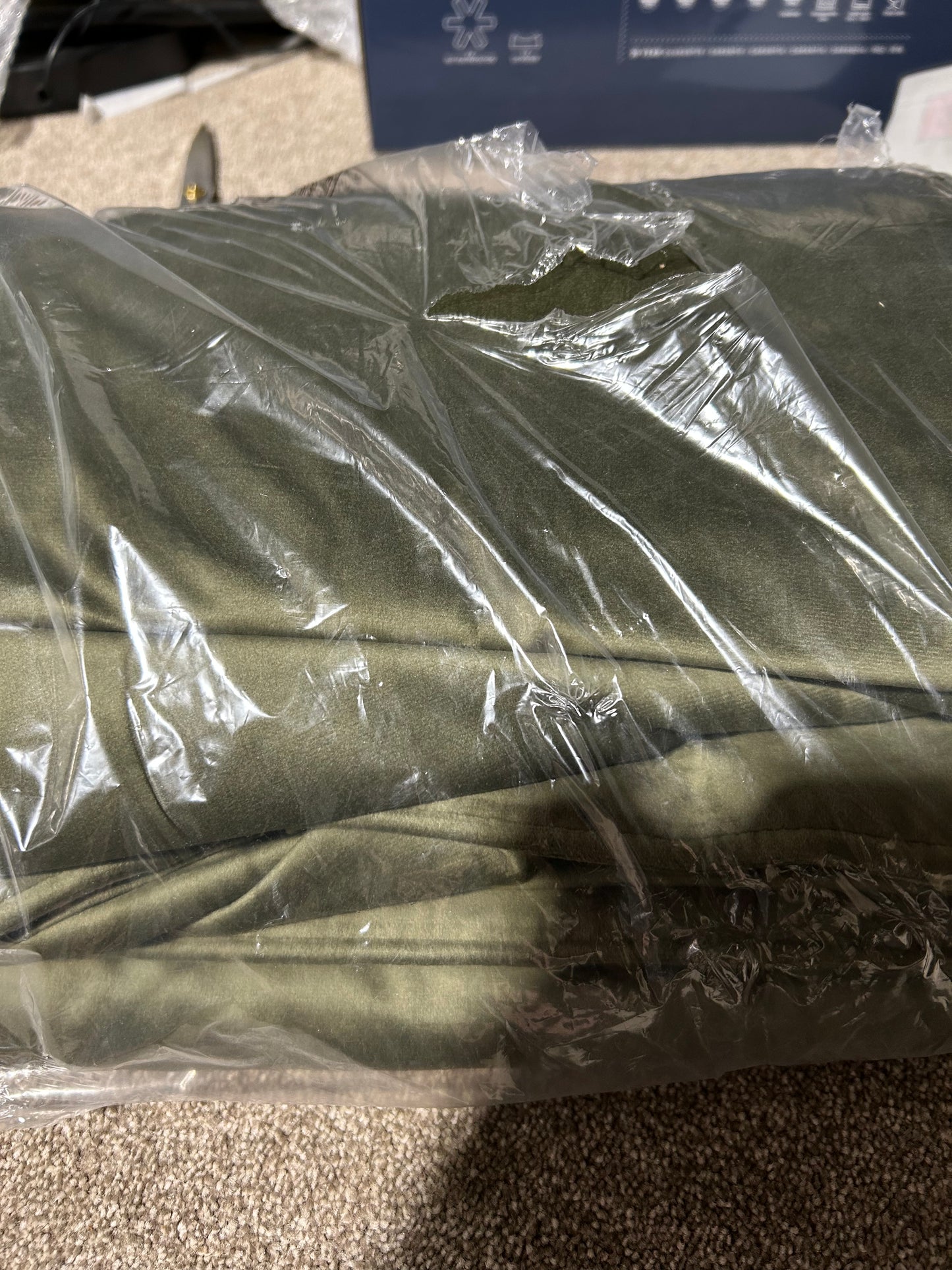John Lewis Velvet Pair Lined Pencil Pleat Curtains, Khaki Green, W167 x Drop 228cm