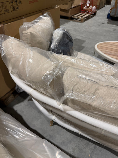 John Lewis Lozenge 4-Seater Modular Curved Garden Sofa & Coffee Table Set Cream