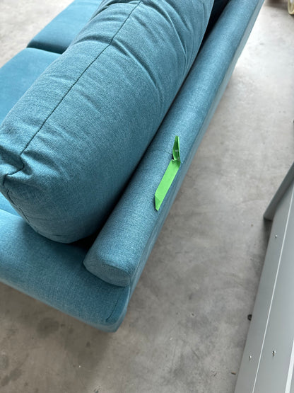 John Lewis Bailey II Double Sofabed Blue Linen Light Wood