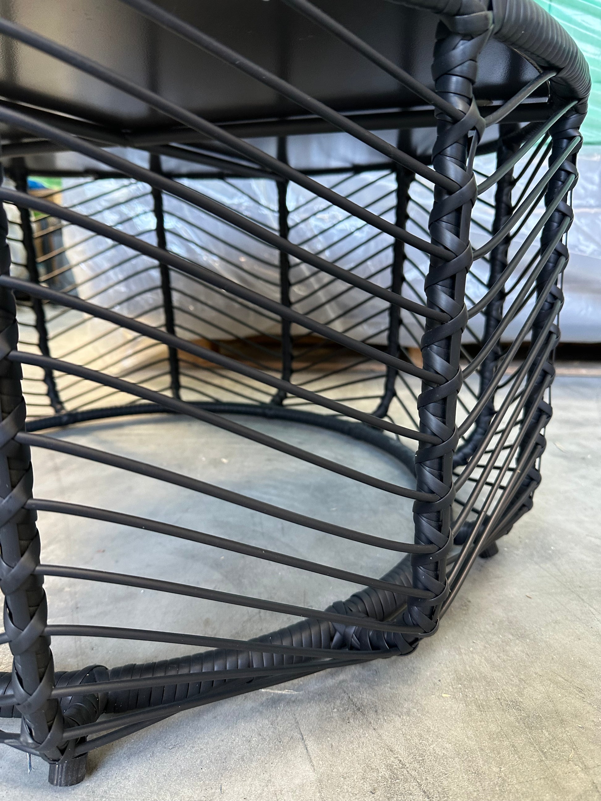 John Lewis Chevron Round Garden Coffee Table, Black/Grey