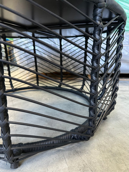 John Lewis Chevron Round Garden Coffee Table, Black/Grey