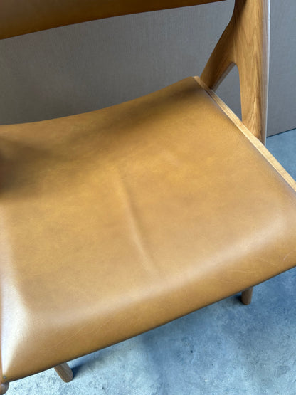 John Lewis X-Ray Leather Dining Armchair, Oak/Camel