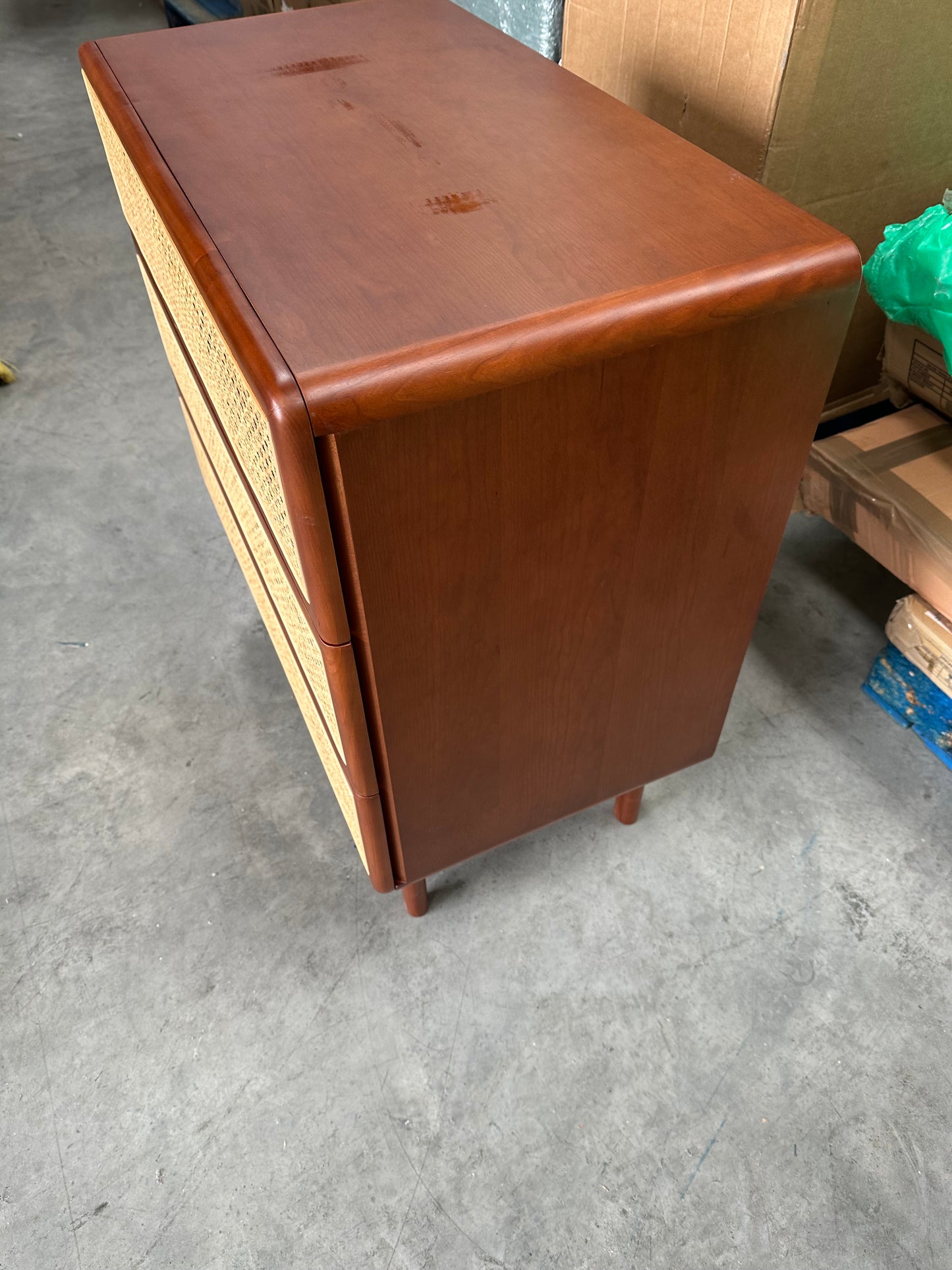 John Lewis Rattan 3 Drawer Chest, Cherry