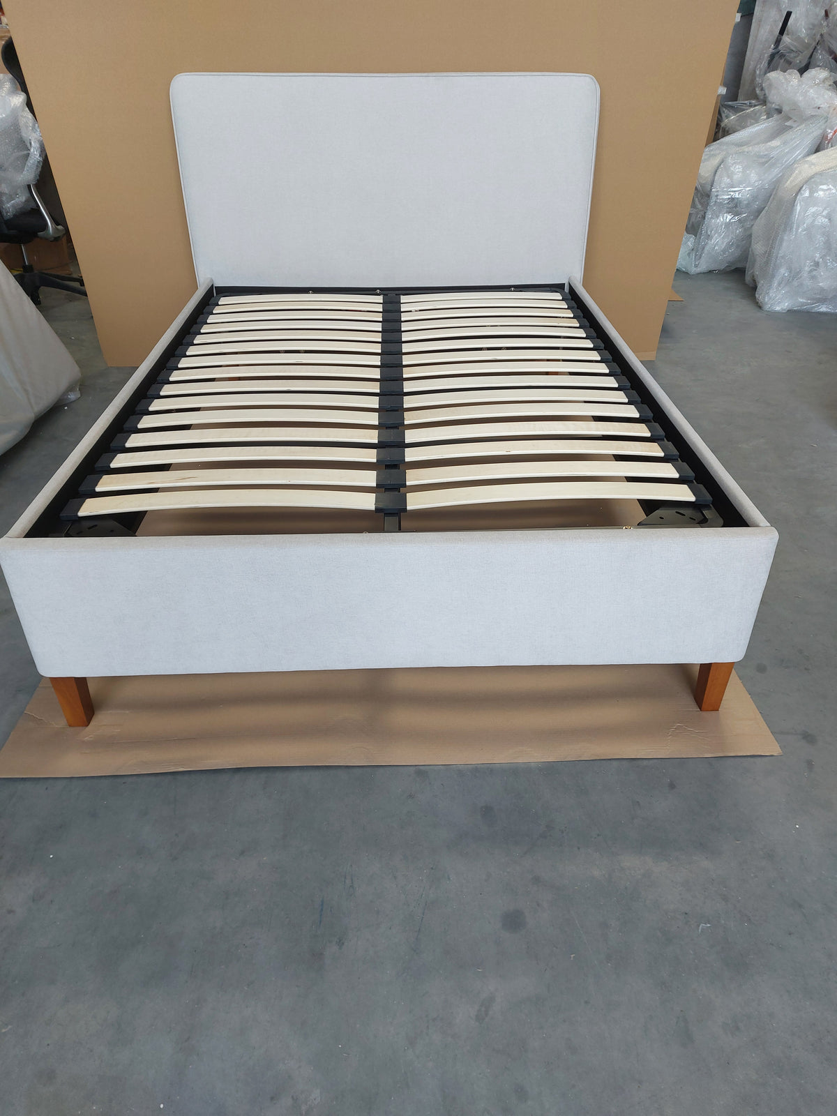 John Lewis Clyde Upholstered Bed Frame, Double, Brushed Weave Grey