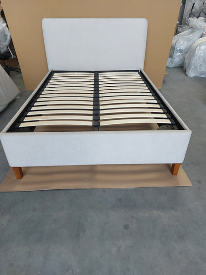 John Lewis Clyde Upholstered Bed Frame, Double, Brushed Weave Grey