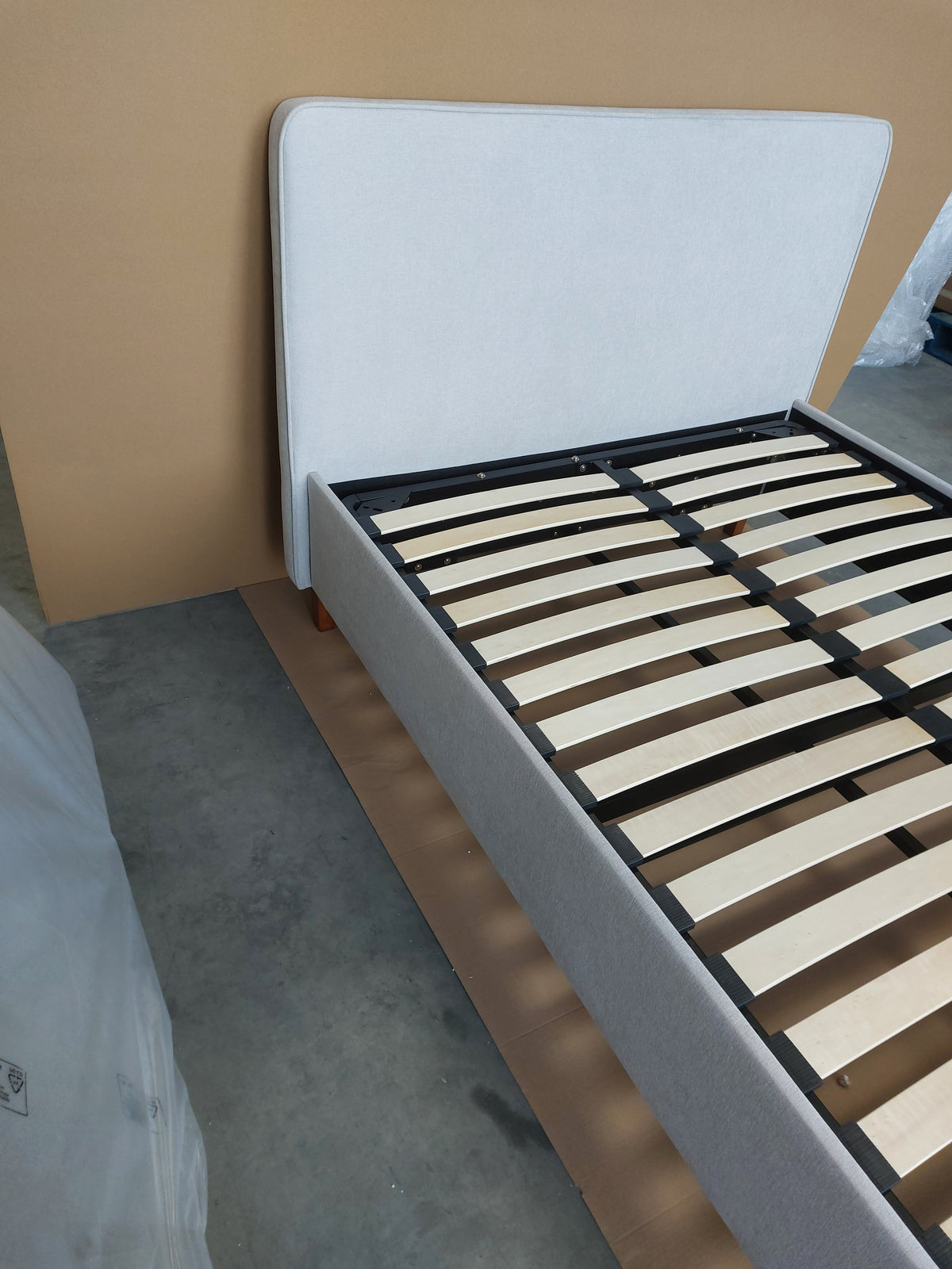 John Lewis Clyde Upholstered Bed Frame, Double, Brushed Weave Grey