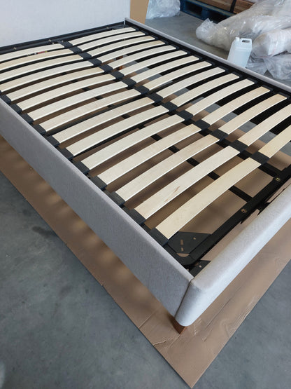 John Lewis Clyde Upholstered Bed Frame, Double, Brushed Weave Grey