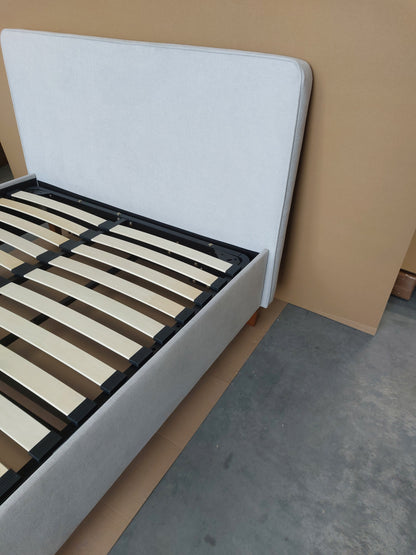 John Lewis Clyde Upholstered Bed Frame, Double, Brushed Weave Grey