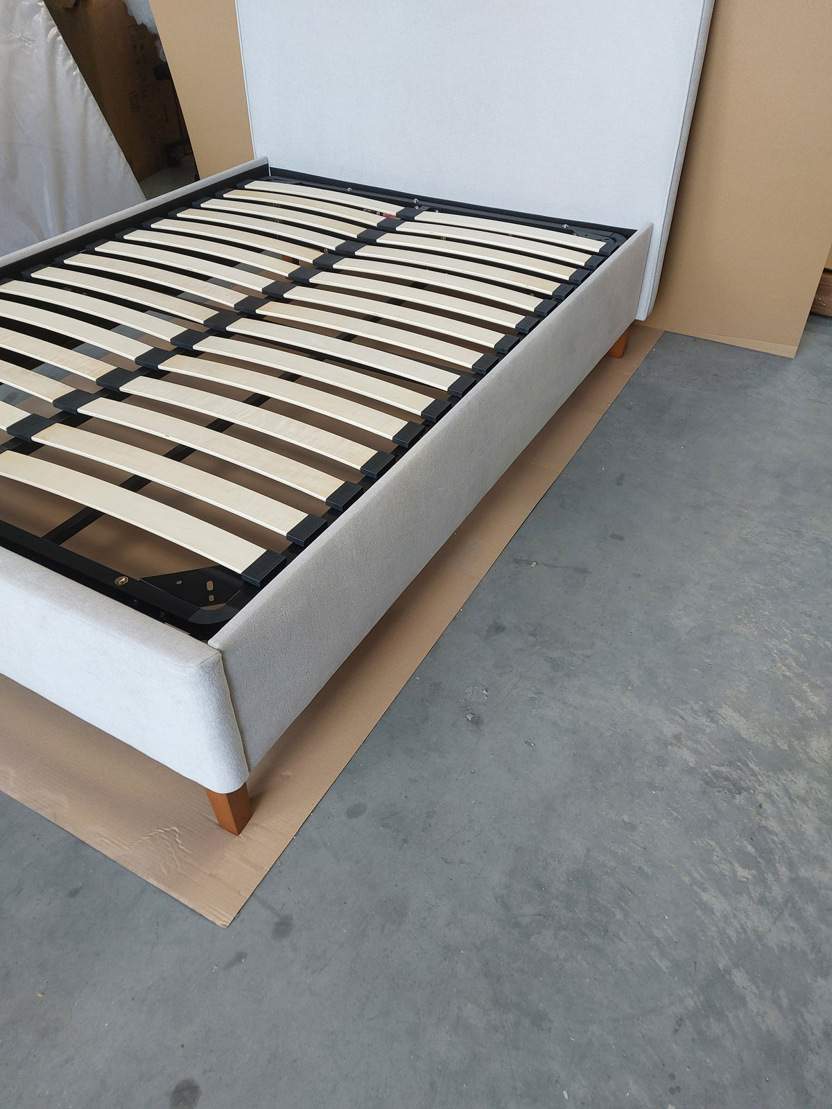 John Lewis Clyde Upholstered Bed Frame, Double, Brushed Weave Grey