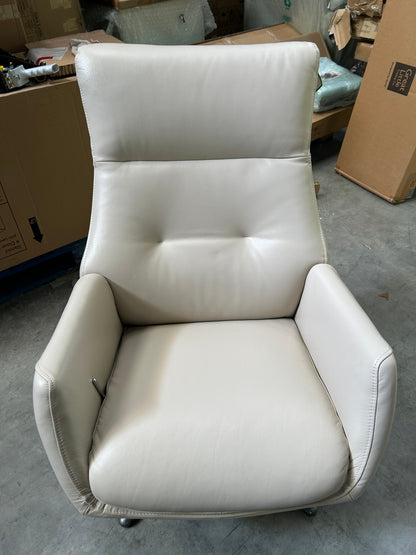 John Lewis Ease Leather Recliner Armchair and Footstool, Stone Leather