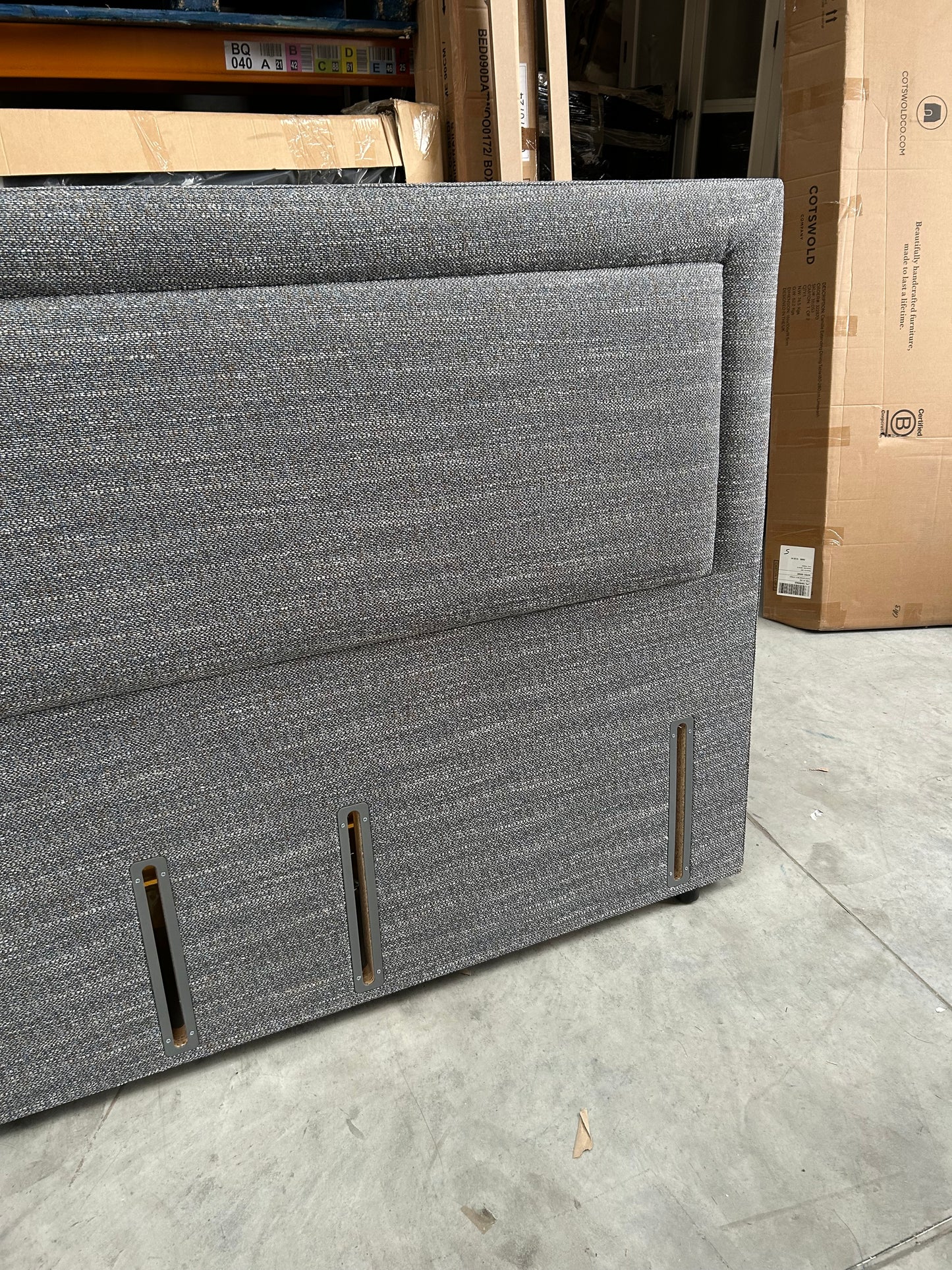 Vispring Viola Full Depth Upholstered Headboard Super King Size Boucle Sodalite