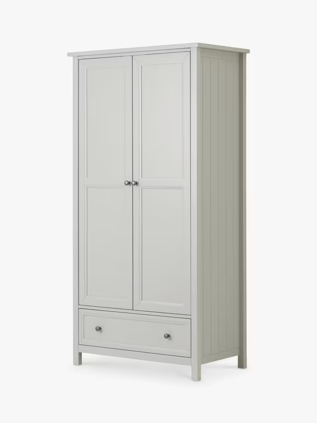 Julian Bowen Maine Double Wardrobe with 1 Drawer, White Cream