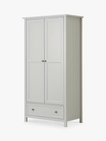 Julian Bowen Maine Double Wardrobe with 1 Drawer, White Cream