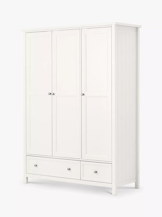 Julian Bowen Maine Triple Wardrobe with 2 Drawers Cream