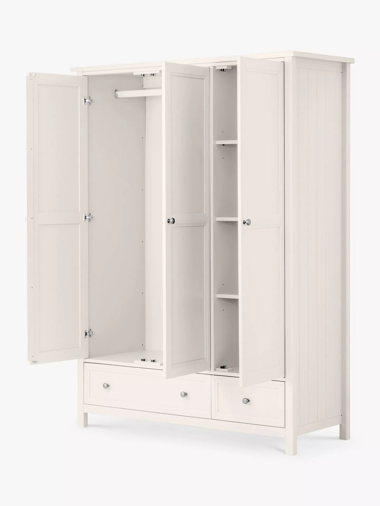 Julian Bowen Maine Triple Wardrobe with 2 Drawers Cream