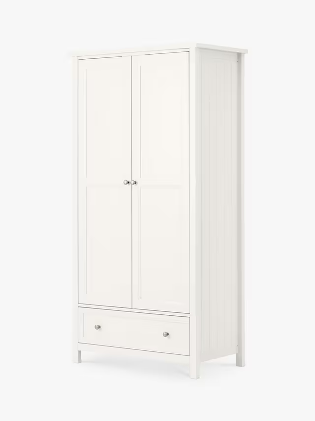 Julian Bowen Maine Double Wardrobe with 1 Drawer, White Cream