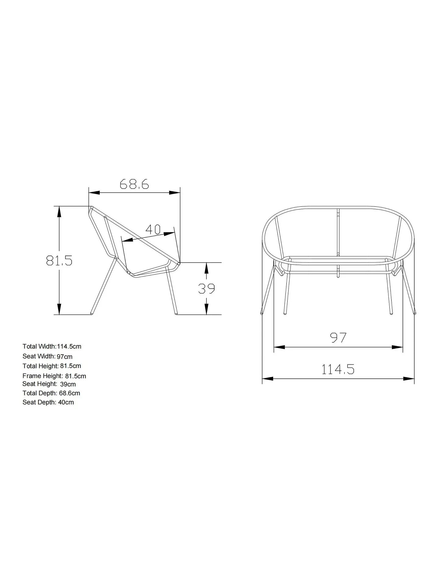 John Lewis Salsa 2-Seater Garden Sofa