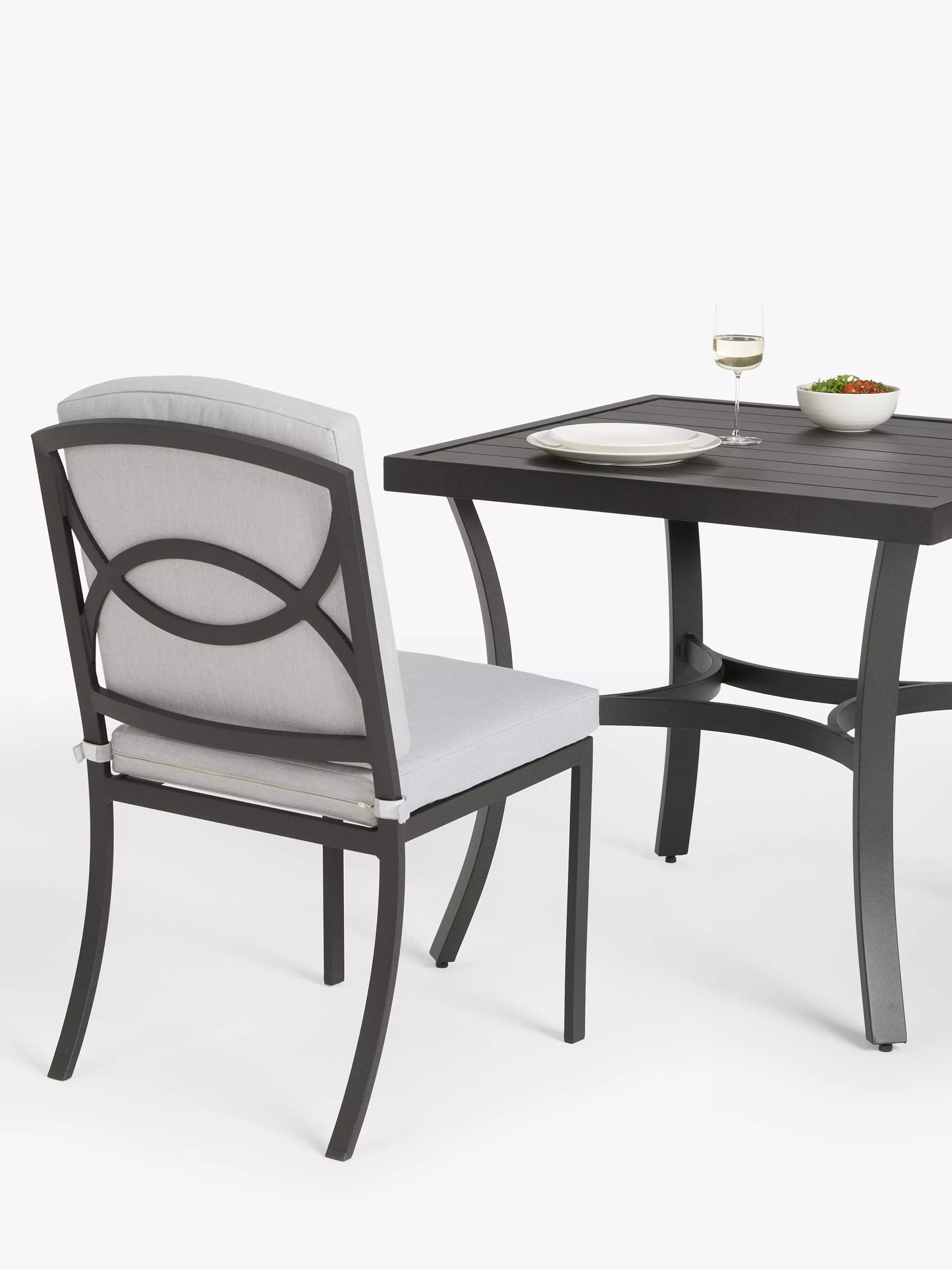 John Lewis Marlow Aluminium 4-Seater Square Garden Dining Table & Chairs Set, Grey