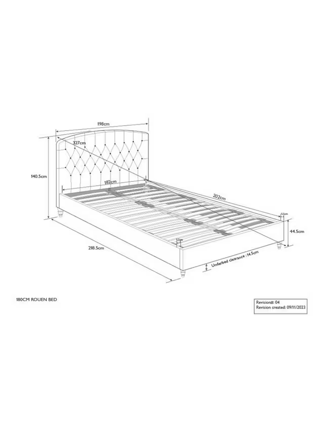 John Lewis Rouen Upholstered Bed Frame Super King Size Cotton Effect Beige