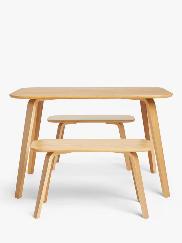 John Lewis Anton 4 Seater Dining Table and 2 Benches Oak