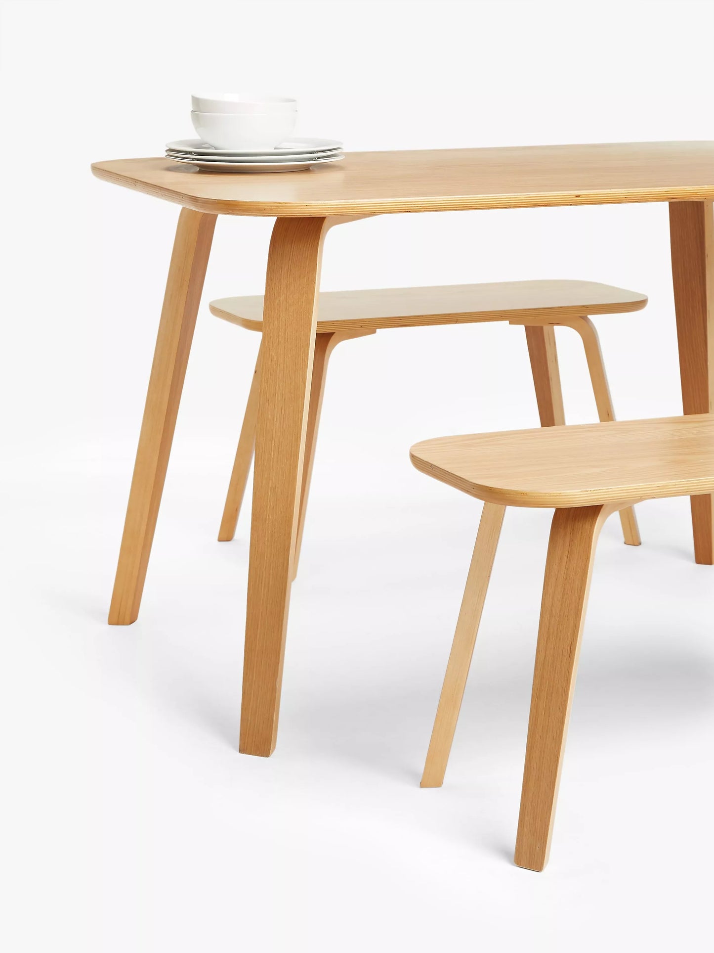 John Lewis Anton 4 Seater Dining Table and 2 Benches Oak