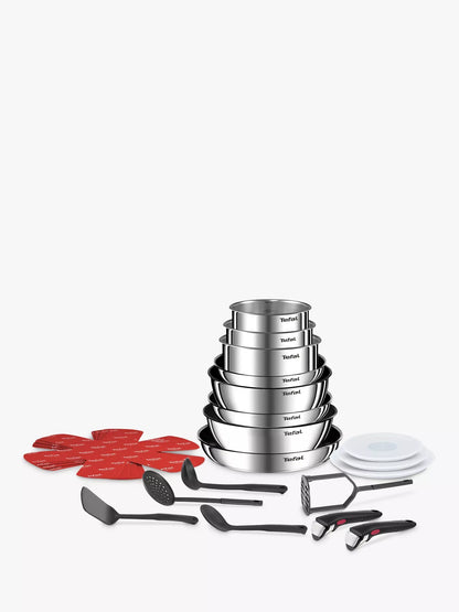 Tefal Ingenio Emotion Stainless Steel Pans, Lids & Utensils Set, 22 Piece