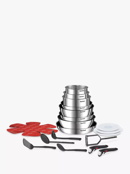 Tefal Ingenio Emotion Stainless Steel Pans, Lids & Utensils Set, 22 Piece